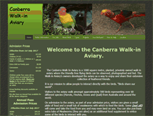 Tablet Screenshot of canberrawalkinaviary.com.au